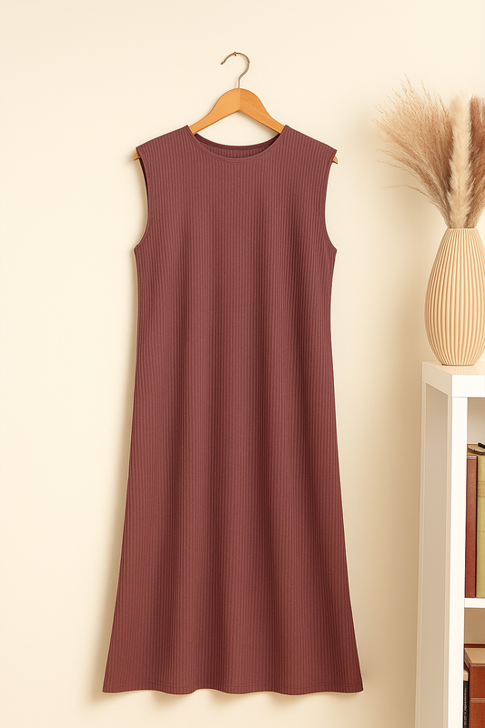 Ensemble côtelé avec top ample et robe longue fluide