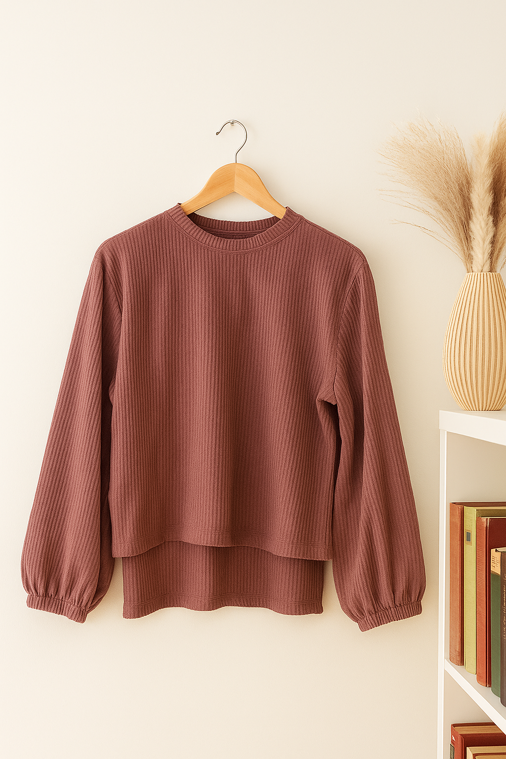 Ensemble côtelé avec top ample et robe longue fluide